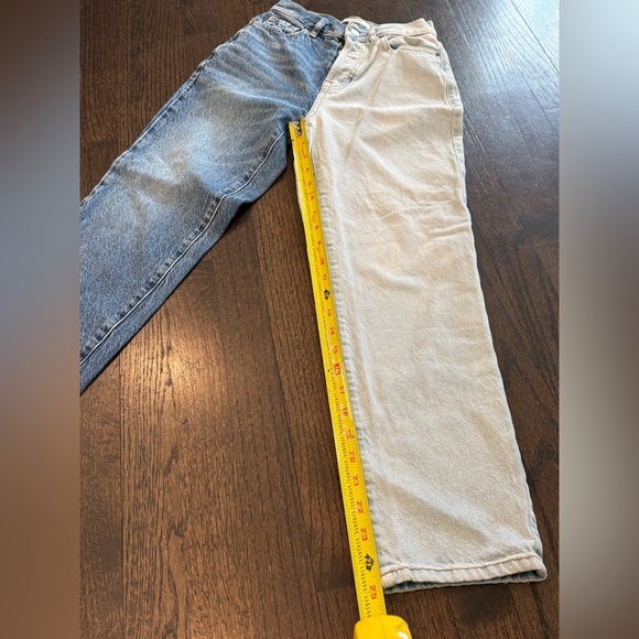 PacSun Two Tone High Rise Straight Jeans Colorblock Denim Button Fly Size 22 - Picture 7 of 7